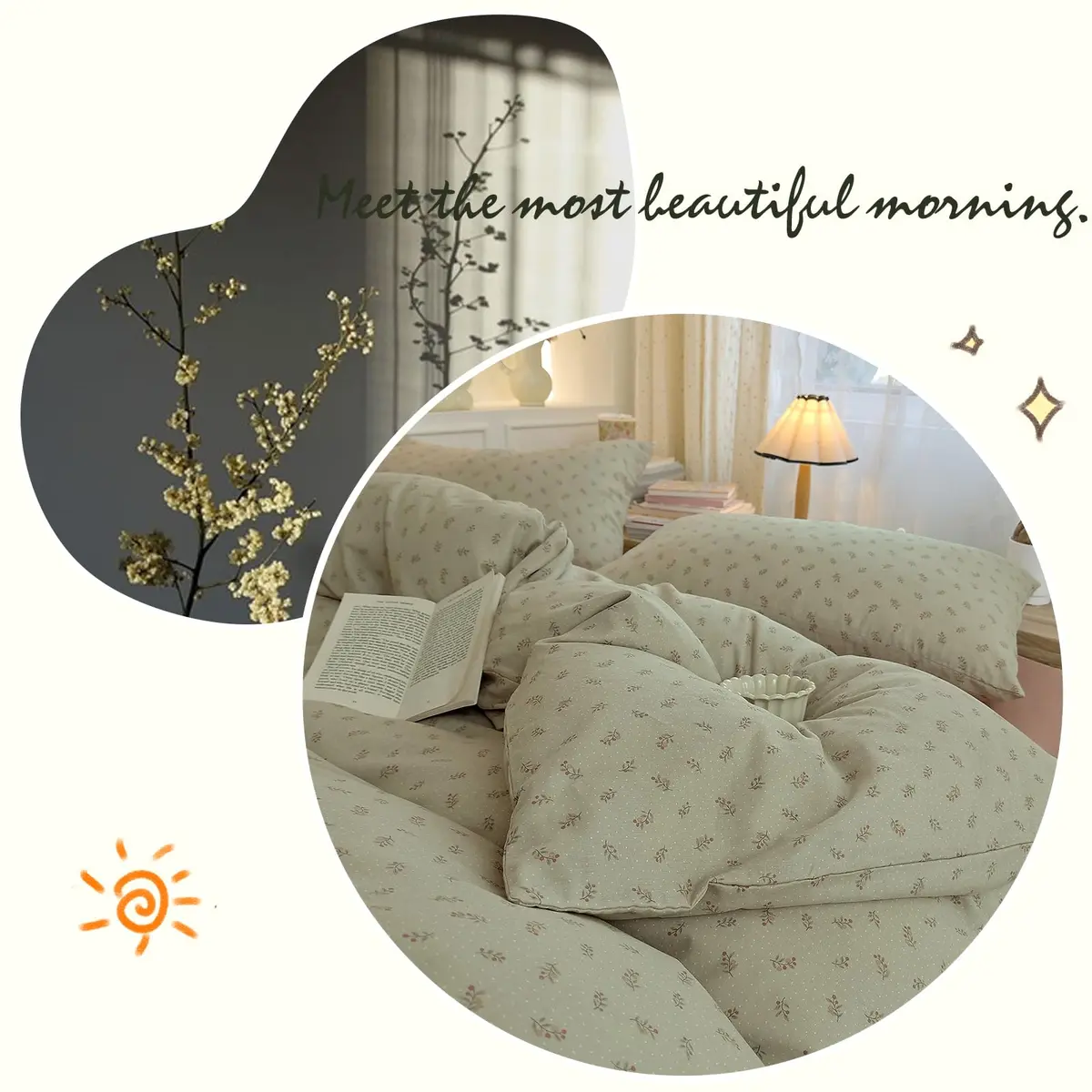 AOJIM Floral Duvet Cover Set King Size | Soft Breathable Cotton Bedding for Kids & Adults - view 4