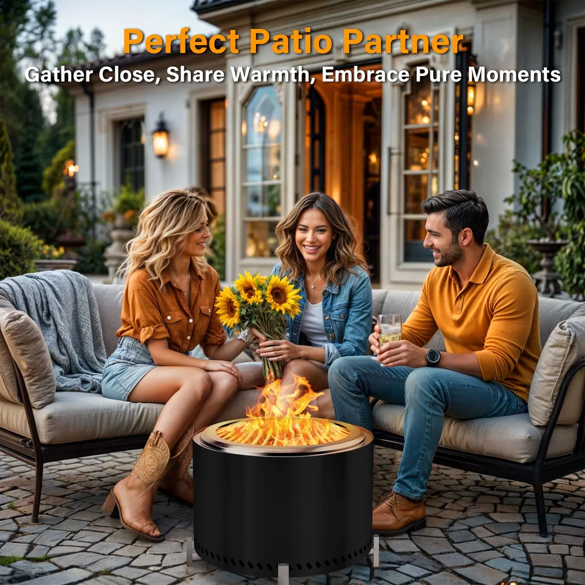 HGD 20" Smokeless Firepit with Stand | Stainless Steel Outdoor Patio Stove for Garden & BBQ (Black) - view 8