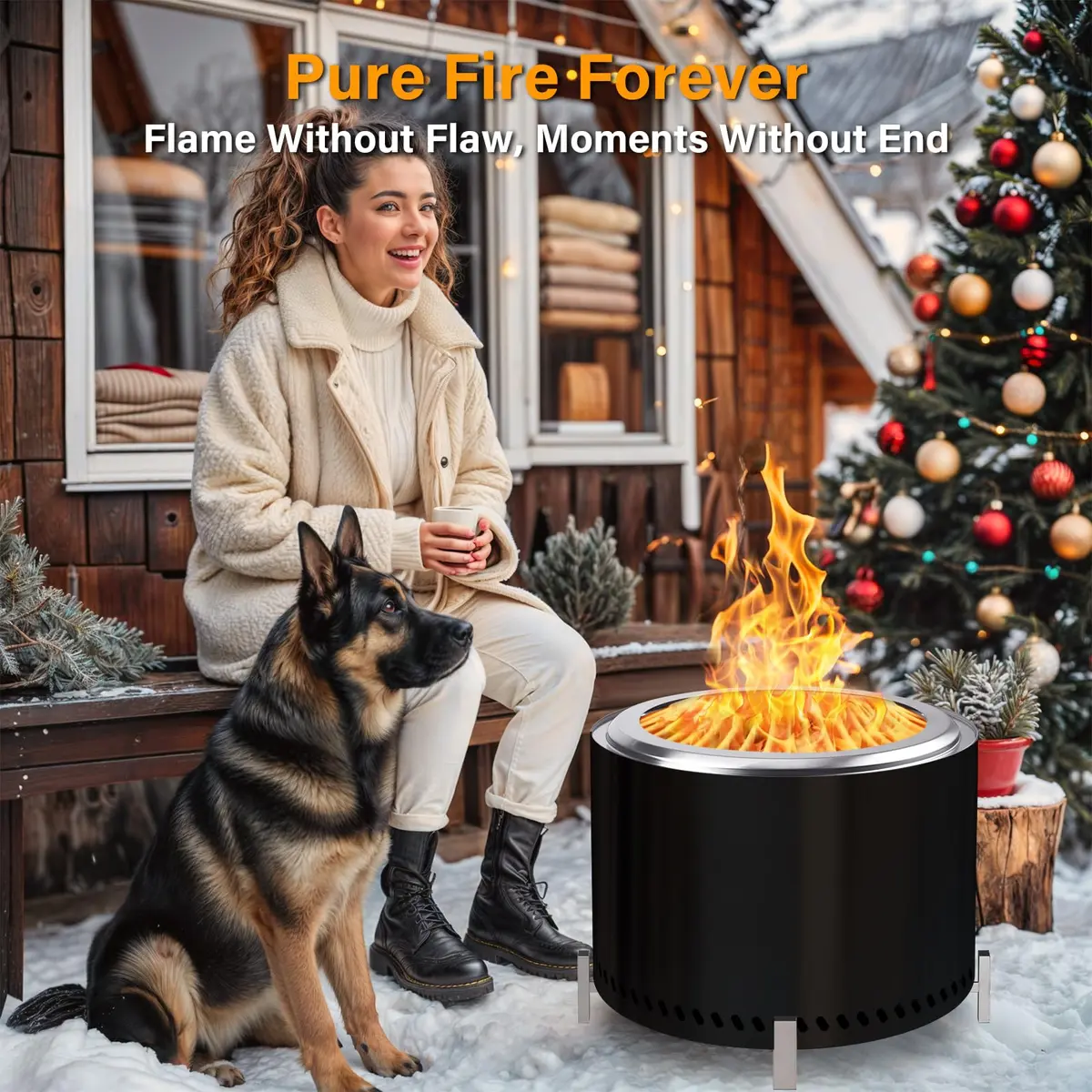 HGD 20" Smokeless Firepit with Stand | Stainless Steel Outdoor Patio Stove for Garden & BBQ (Black) - view 9