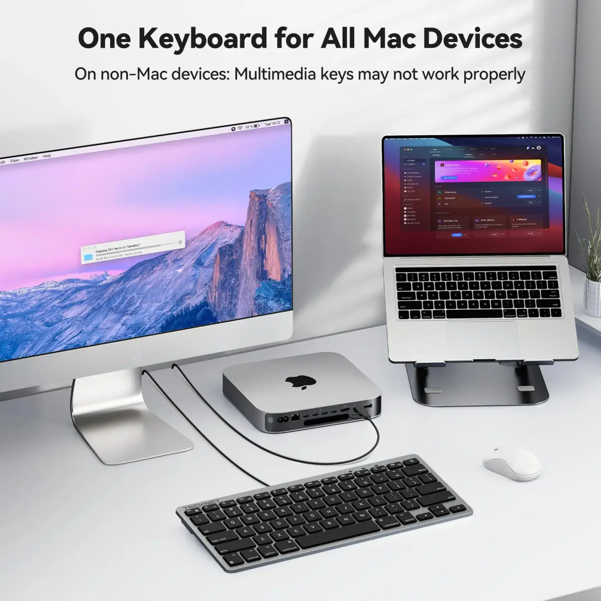 TECKNET Wired Mac Keyboard for MacOS Devices with Dual Interface, 78-Key Compact Layout | Ergonomic Typing Angle & Stable Connection - view 7