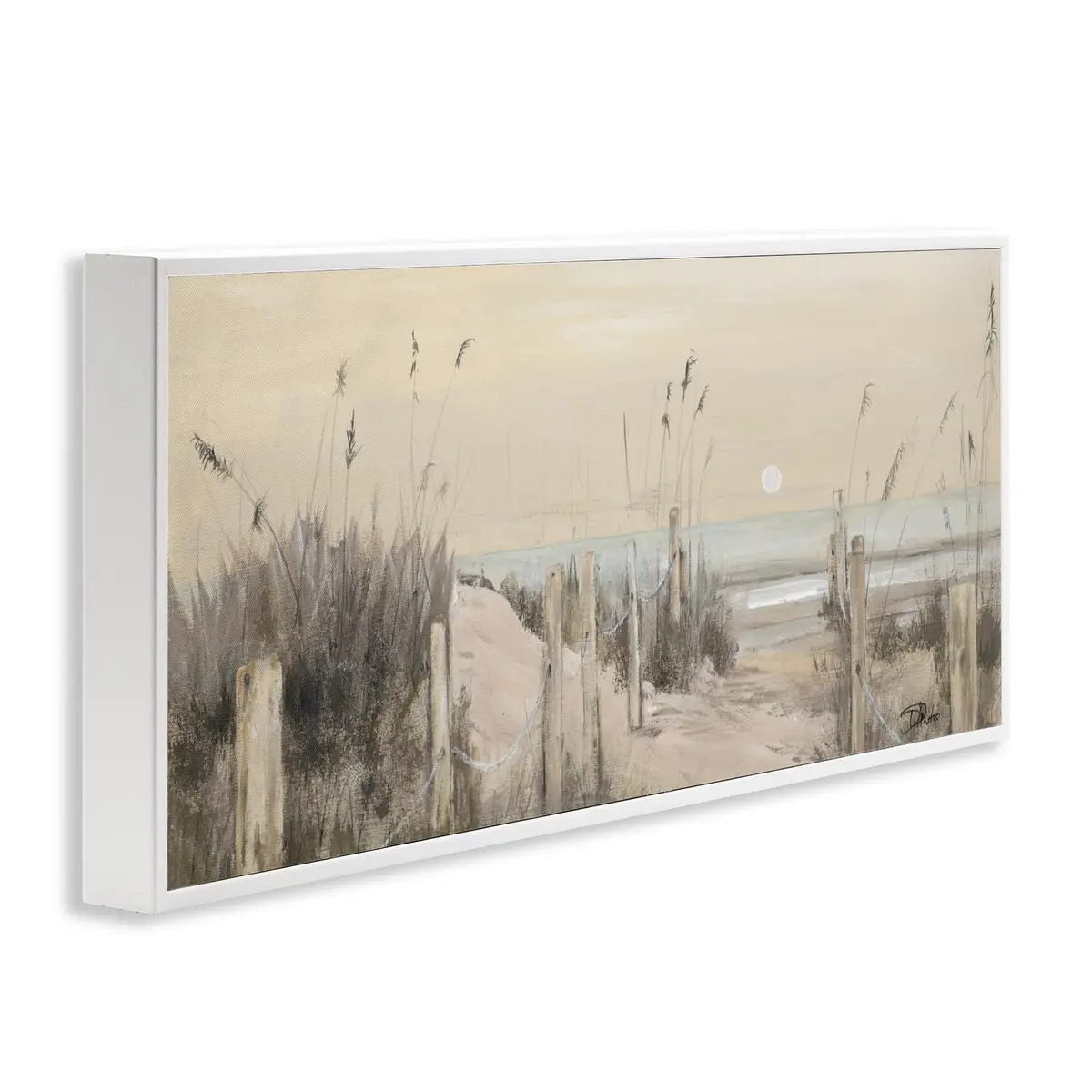 Stupell Industries | White Moon Over Ocean Framed Giclee Art 24 x 10 Inches | Coastal Nautical Decor - view 2