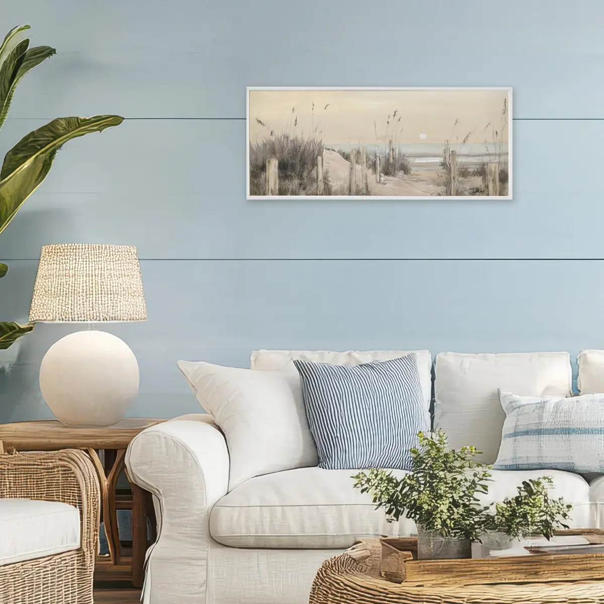 Stupell Industries | White Moon Over Ocean Framed Giclee Art 24 x 10 Inches | Coastal Nautical Decor - view 3