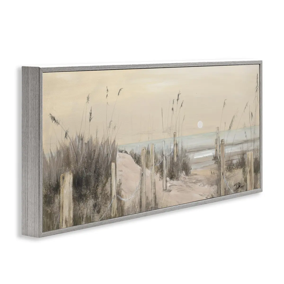 Stupell Industries White Moon Over Ocean Framed Giclee Art 24"L x 10"W | Coastal Landscape - view 2