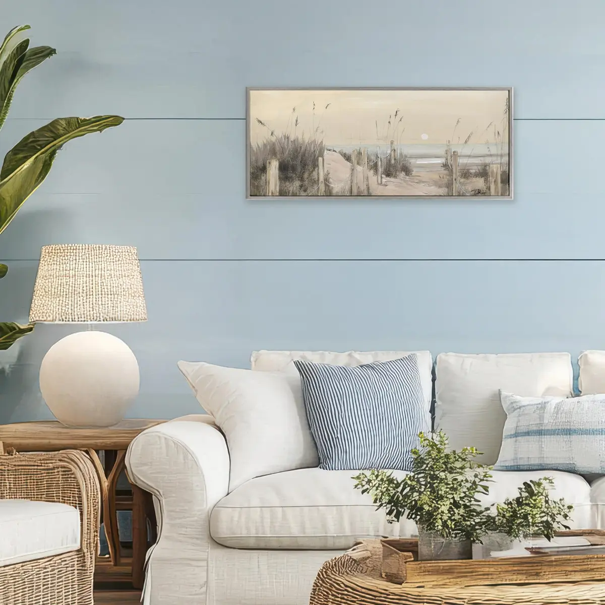 Stupell Industries White Moon Over Ocean Framed Giclee Art 24"L x 10"W | Coastal Landscape - view 3