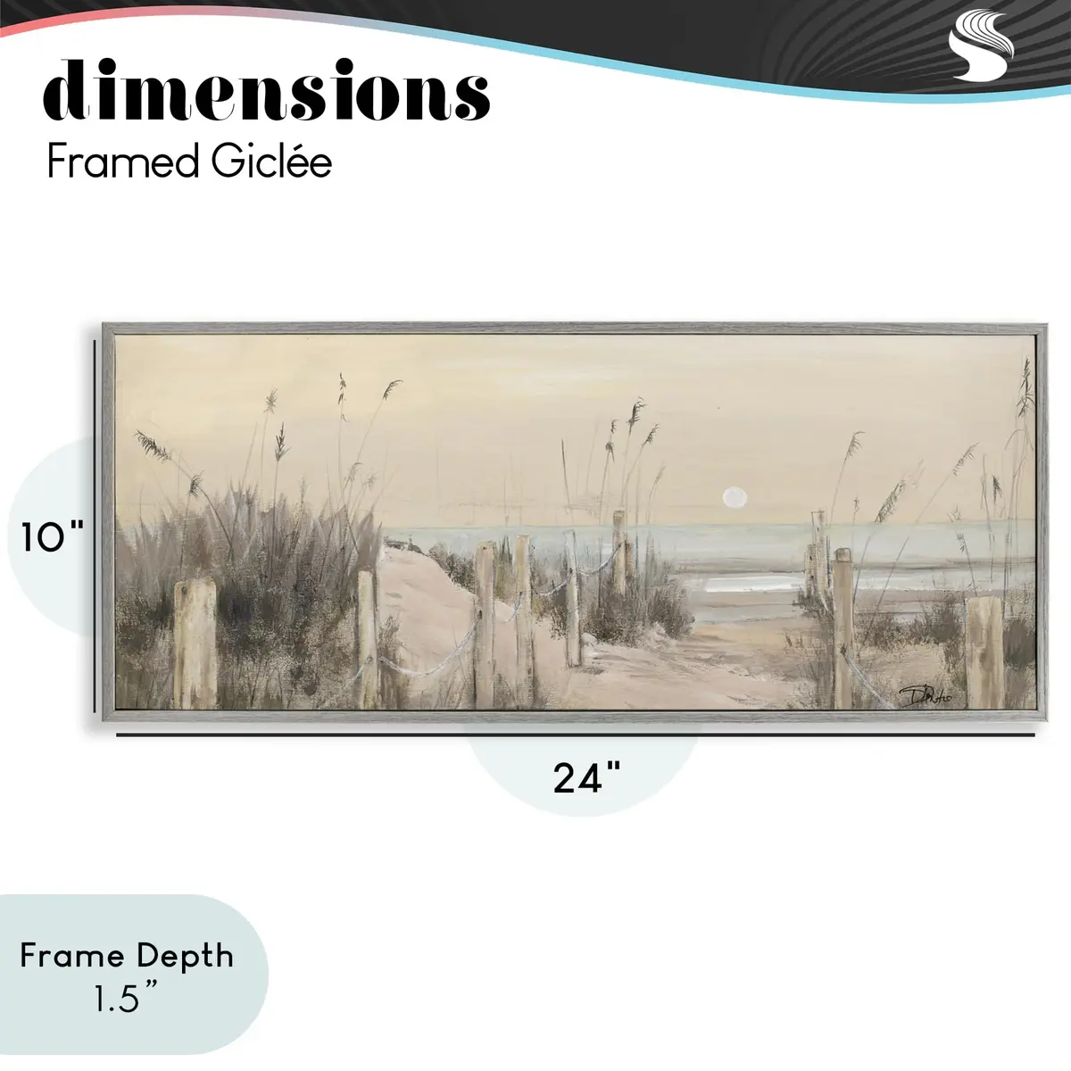 Stupell Industries White Moon Over Ocean Framed Giclee Art 24"L x 10"W | Coastal Landscape - view 4