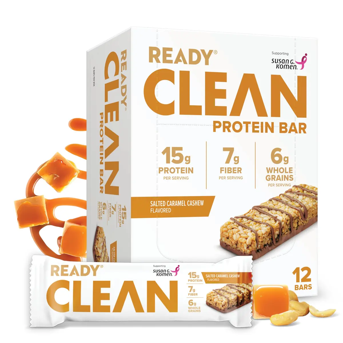 Ready Salted Caramel Cashew Protein Bar 15g | Gluten-Free, Non-GMO, 12 Ct - main product image