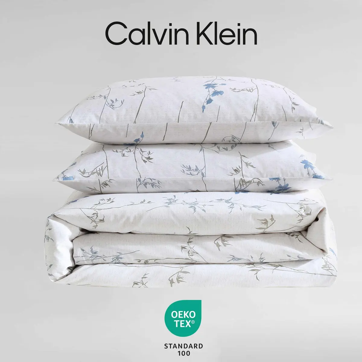 Calvin Klein Duvet Cover Set King Size | Soft Cotton, Floral Pattern, 107"W x 92"L - view 6
