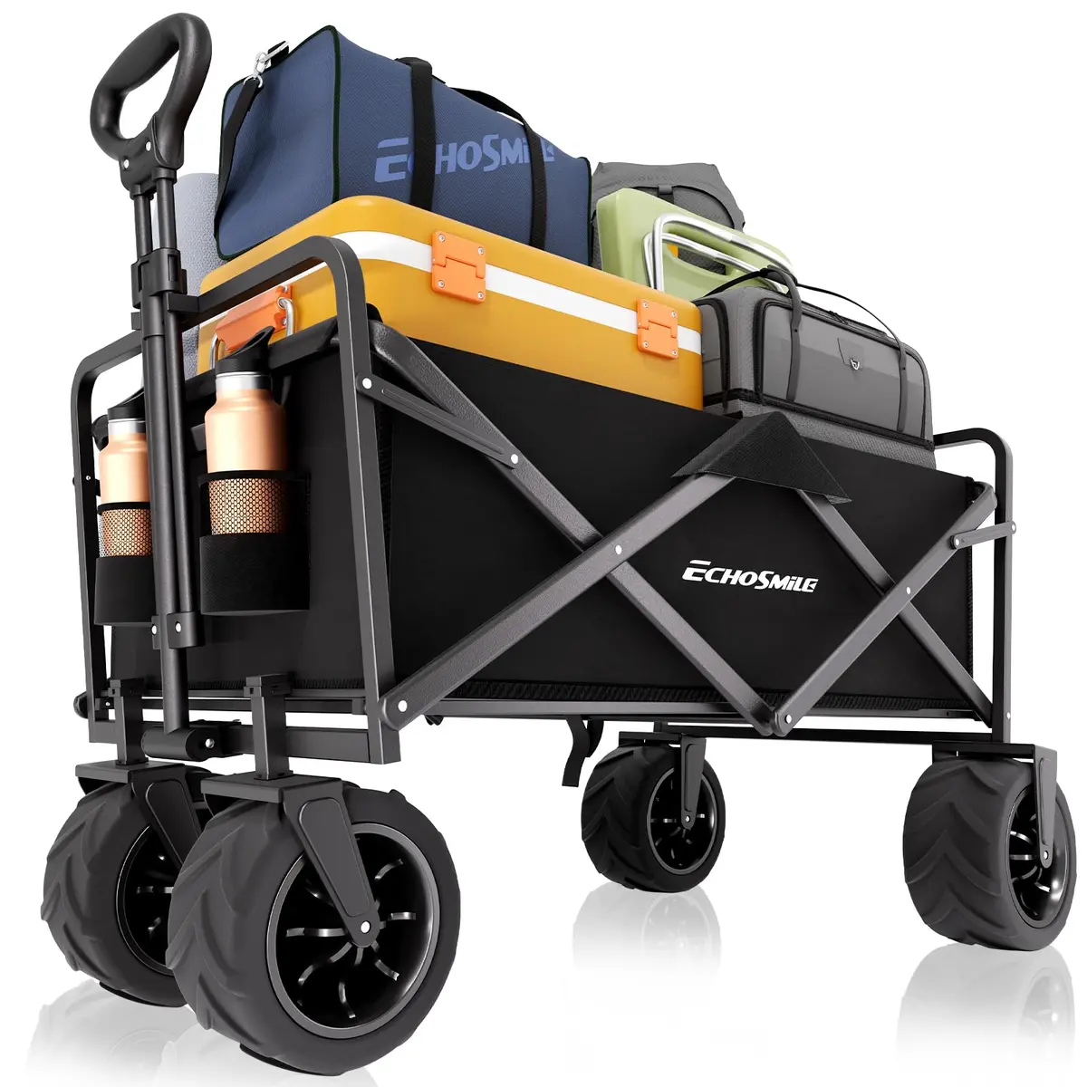 EchoSmile Utility Cart Wagon 350Lbs Capacity | Heavy Duty Foldable Garden Trolley - main product image