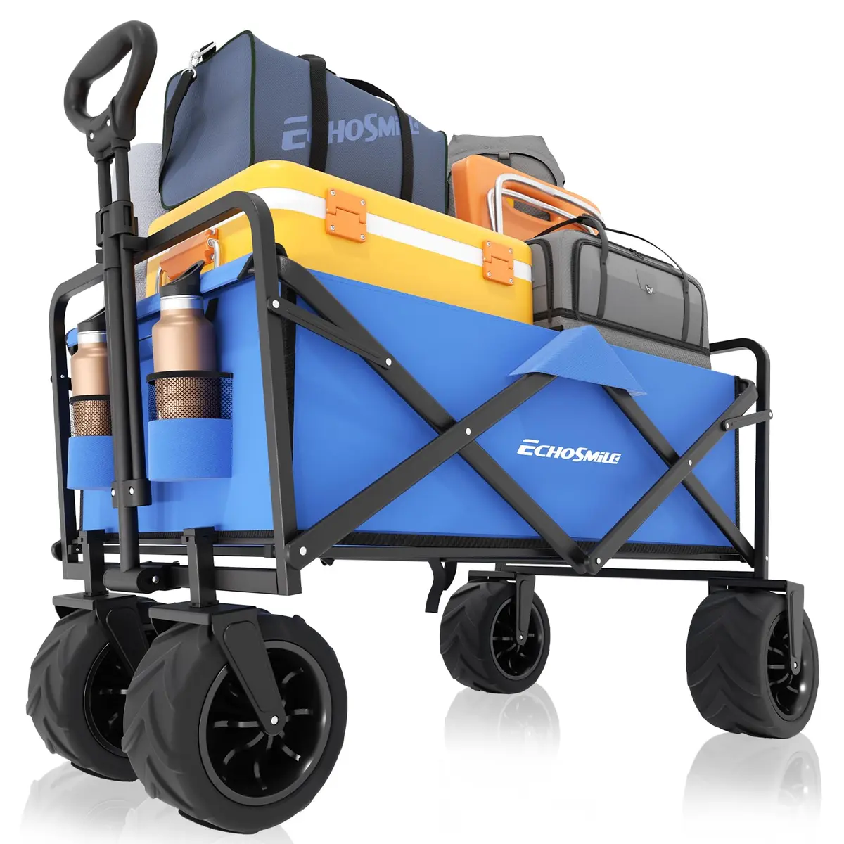 EchoSmile Utility Cart Wagon 35.4"x21.6"x19.6" | Heavy Duty 220Lbs Capacity, Blue - main product image