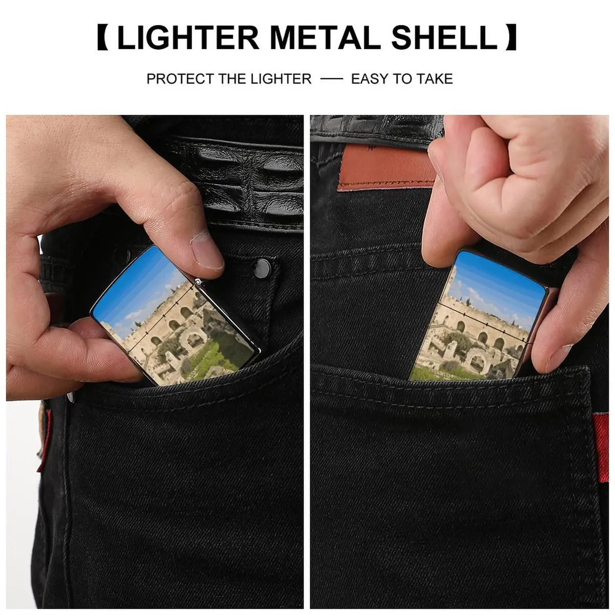 TKJMCSW Israel at The Tower of David Lighter Case Pouch 2.2 x 1.5 in Copper | Scratch & Drop Resistant - view 3