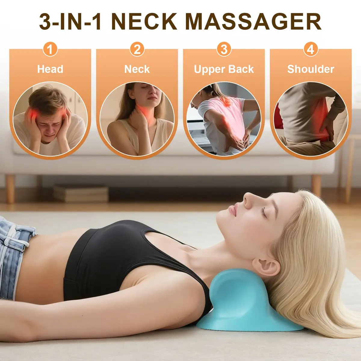 Kalamera Ergonomic Heated Neck Massager Pillow with Vibration Massage | Cordless, Heat & Deep Tissue Relief - view 2