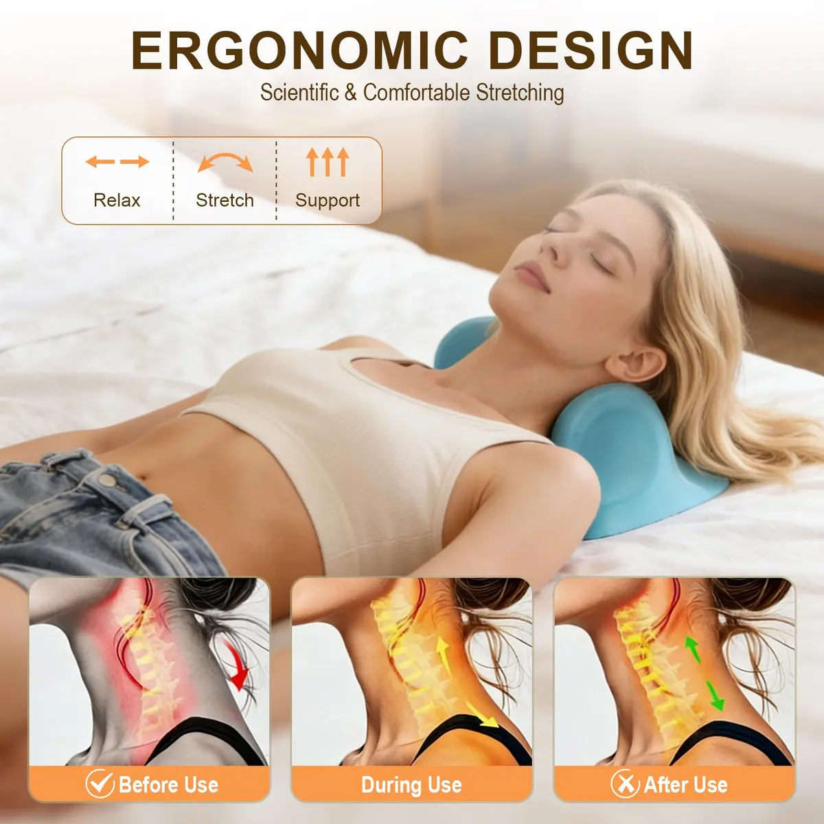Kalamera Ergonomic Heated Neck Massager Pillow with Vibration Massage | Cordless, Heat & Deep Tissue Relief - view 3