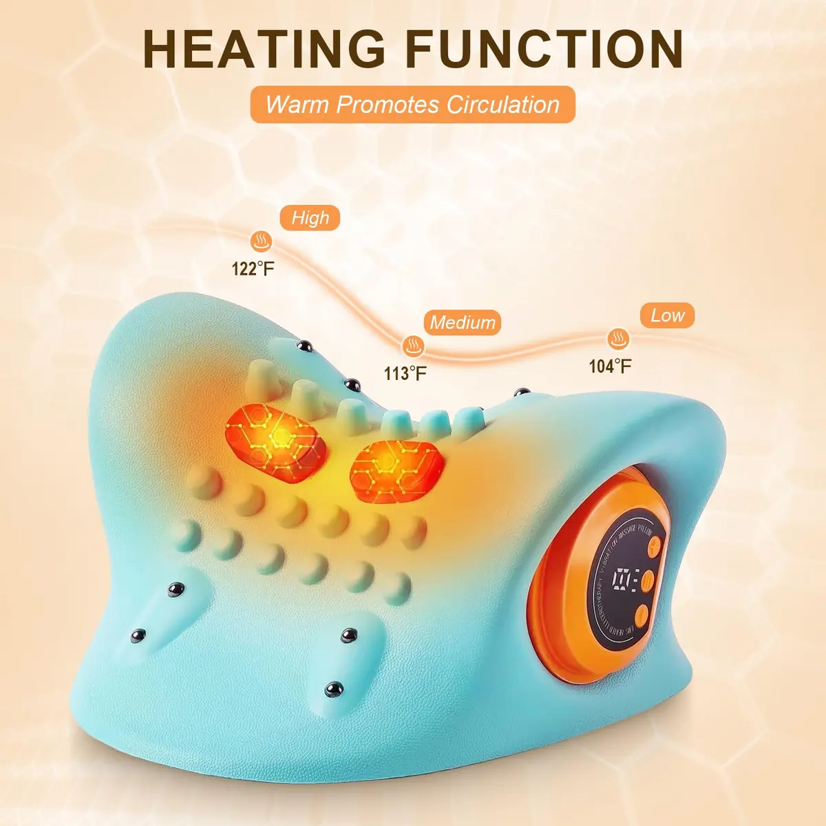 Kalamera Ergonomic Heated Neck Massager Pillow with Vibration Massage | Cordless, Heat & Deep Tissue Relief - view 4