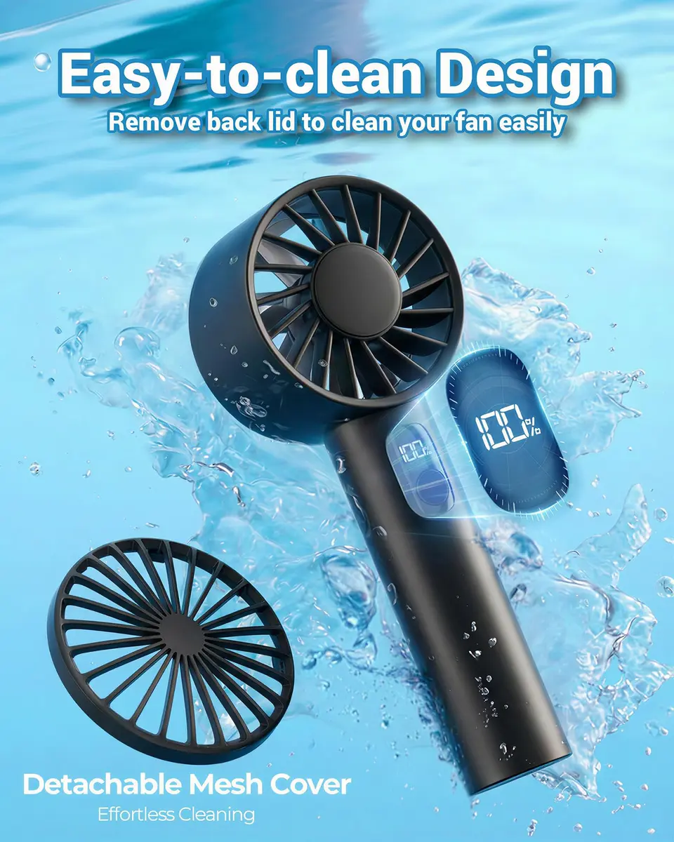 FrSara Portable Handheld Mini Fan 6-Speed 3000mAh | Whisper-Quiet Personal Cooling - view 4
