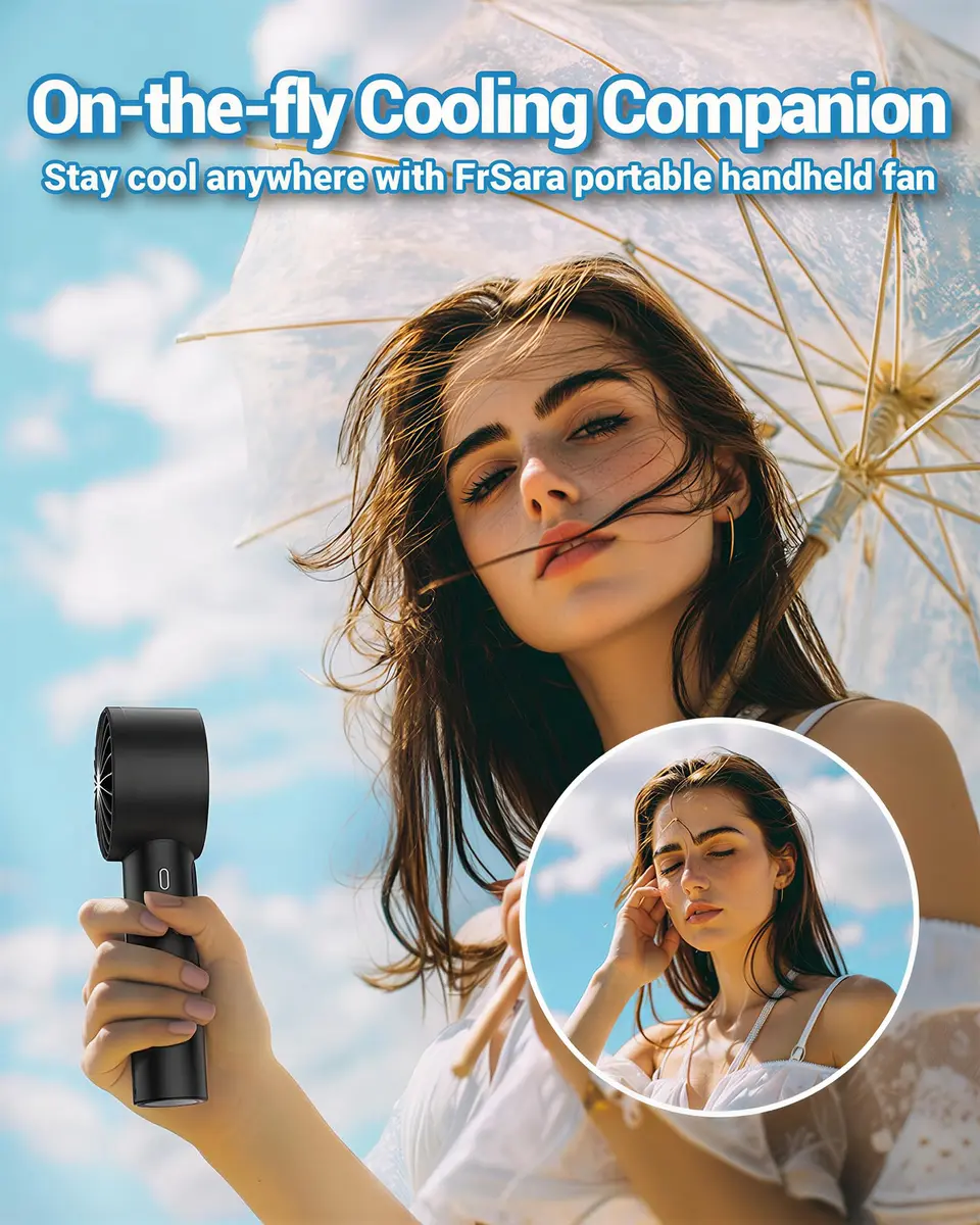 FrSara Portable Handheld Mini Fan 6-Speed 3000mAh | Whisper-Quiet Personal Cooling - view 5