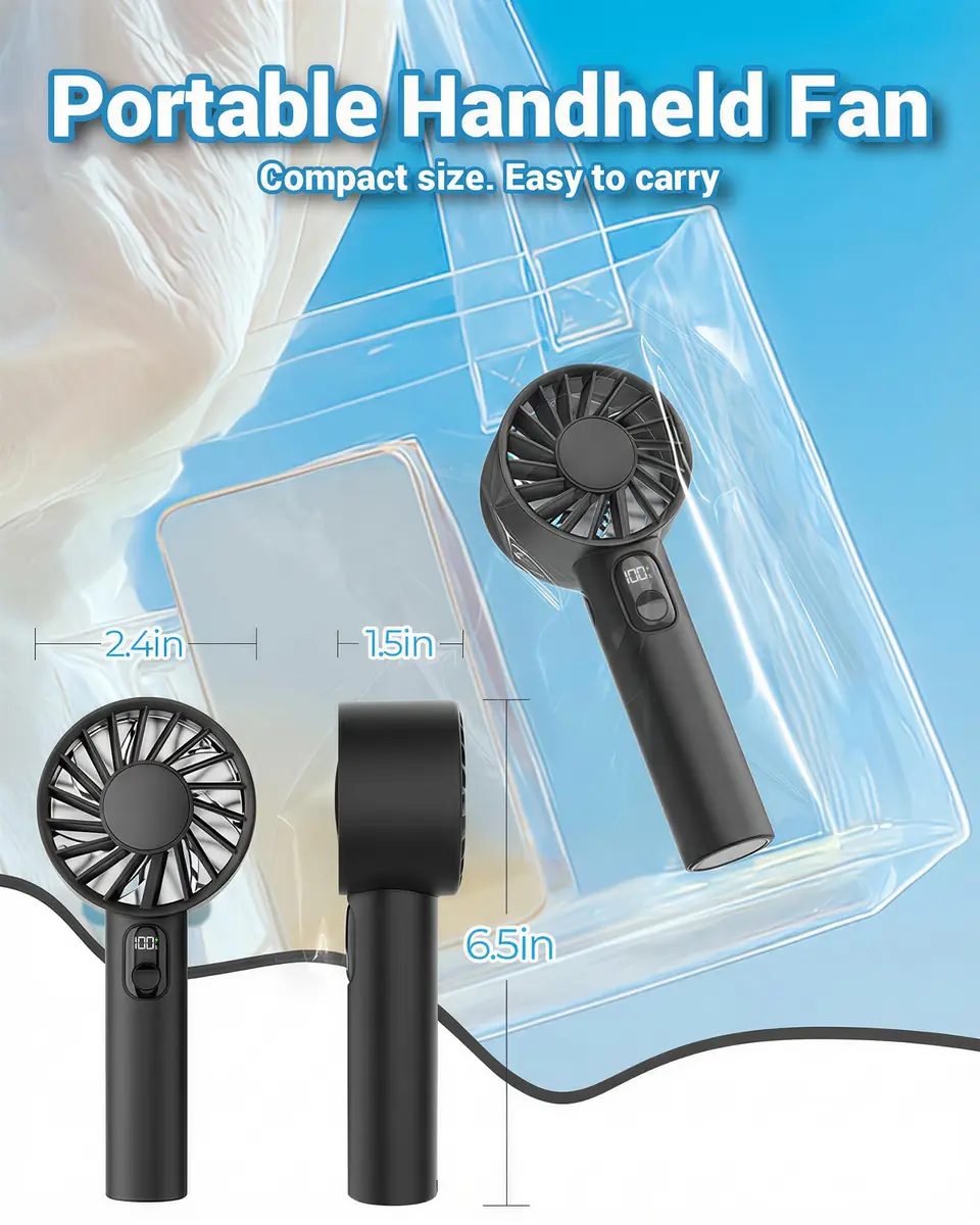FrSara Portable Handheld Mini Fan 6-Speed 3000mAh | Whisper-Quiet Personal Cooling - view 7