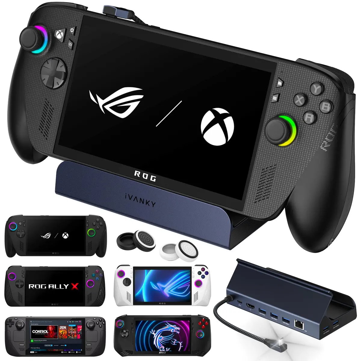 IVANKY 10-in-1 Docking Station for Steam Deck OLED/ASUS ROG Ally X | 4K@144Hz HDMI, 100W Power, Ethernet, USB-A Ports - main product image