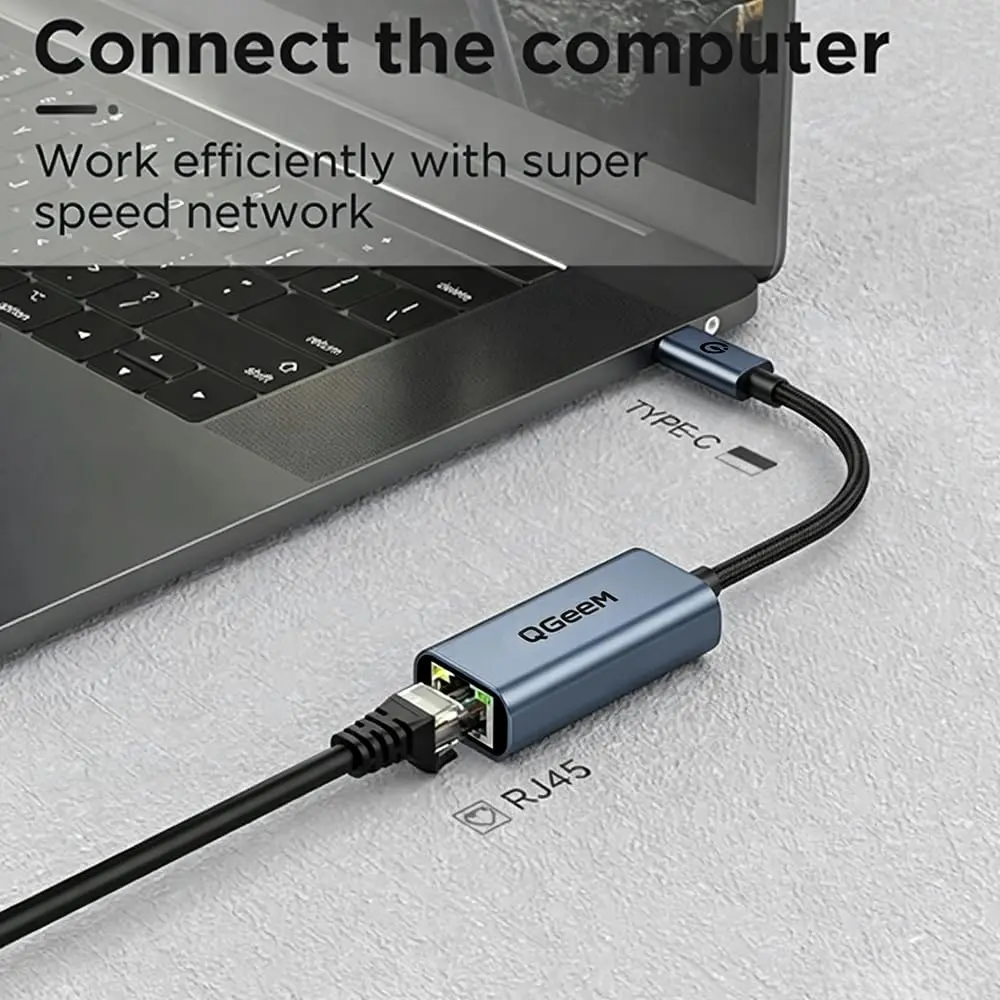 QGeeM USB C to Ethernet Adapter 1000Mbps | Stable Gigabit Network for USB-C Devices - view 4