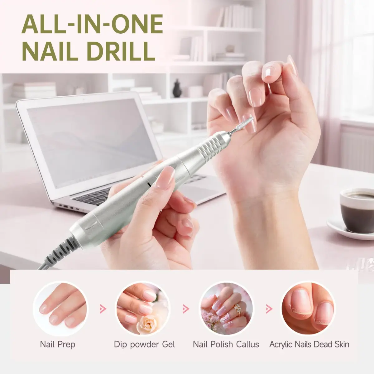 HQMPHQ Professional Nail Drill 45000RPM Rechargeable Electric Nail File | Whisper-Quiet Operation - view 7