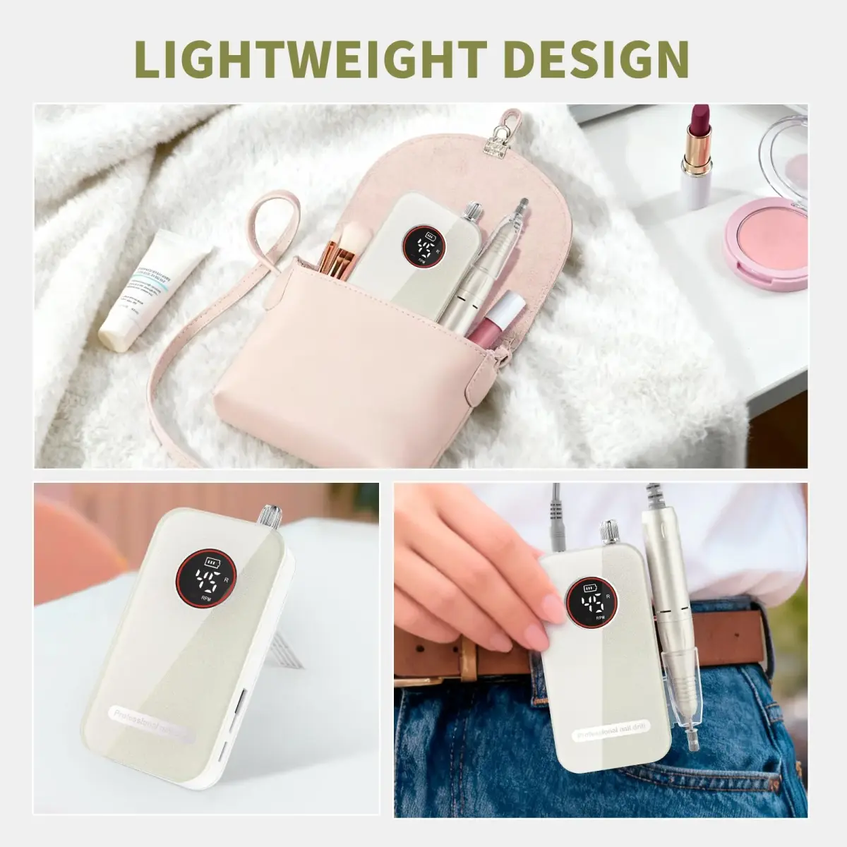 HQMPHQ Professional Nail Drill 45000RPM Rechargeable Electric Nail File | Whisper-Quiet Operation - view 8