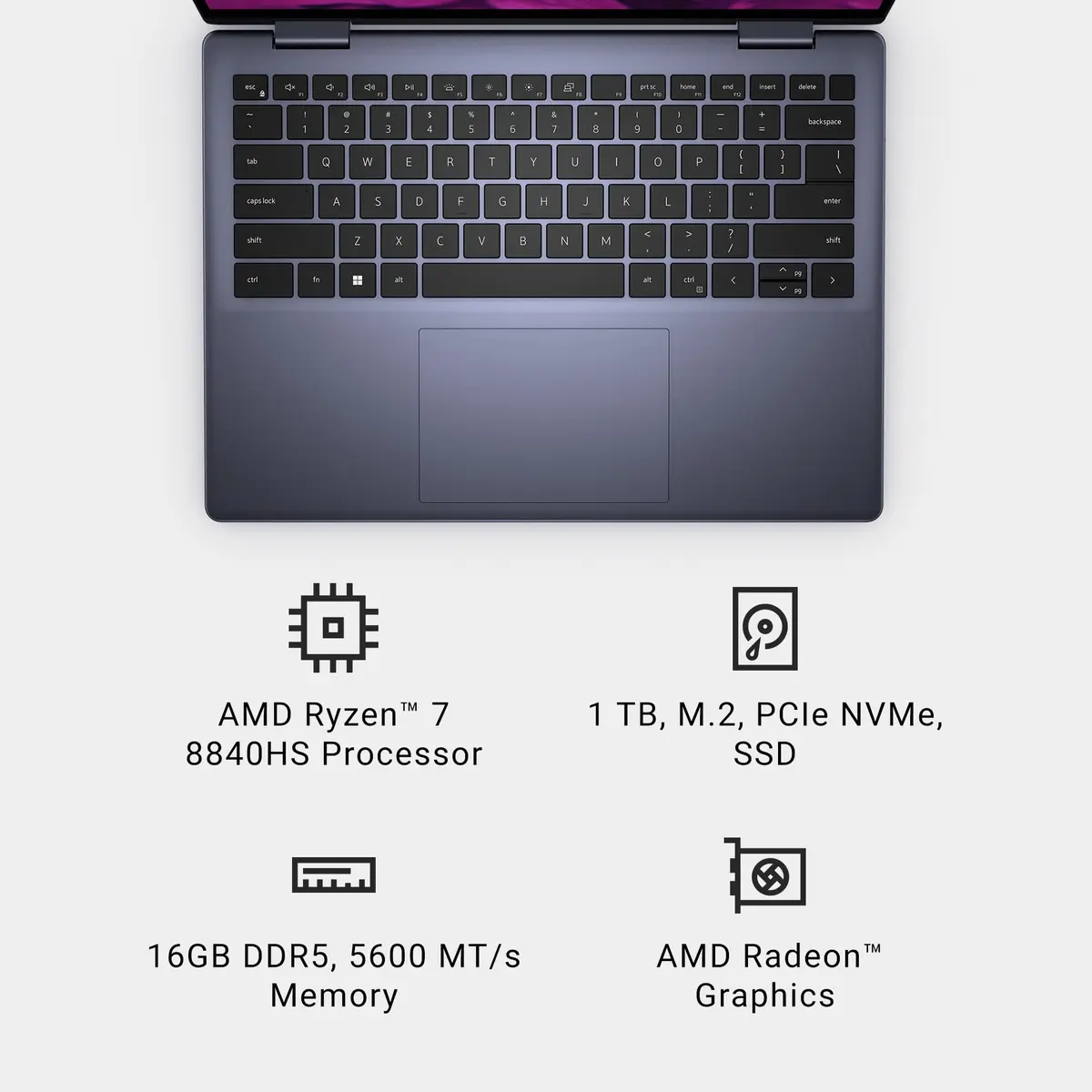 Dell Inspiron 14 2-in-1 Laptop, FHD+ AMD Ryzen 7 8840HS, 16GB DDR5, 1TB SSD, Windows 11 Home - view 8
