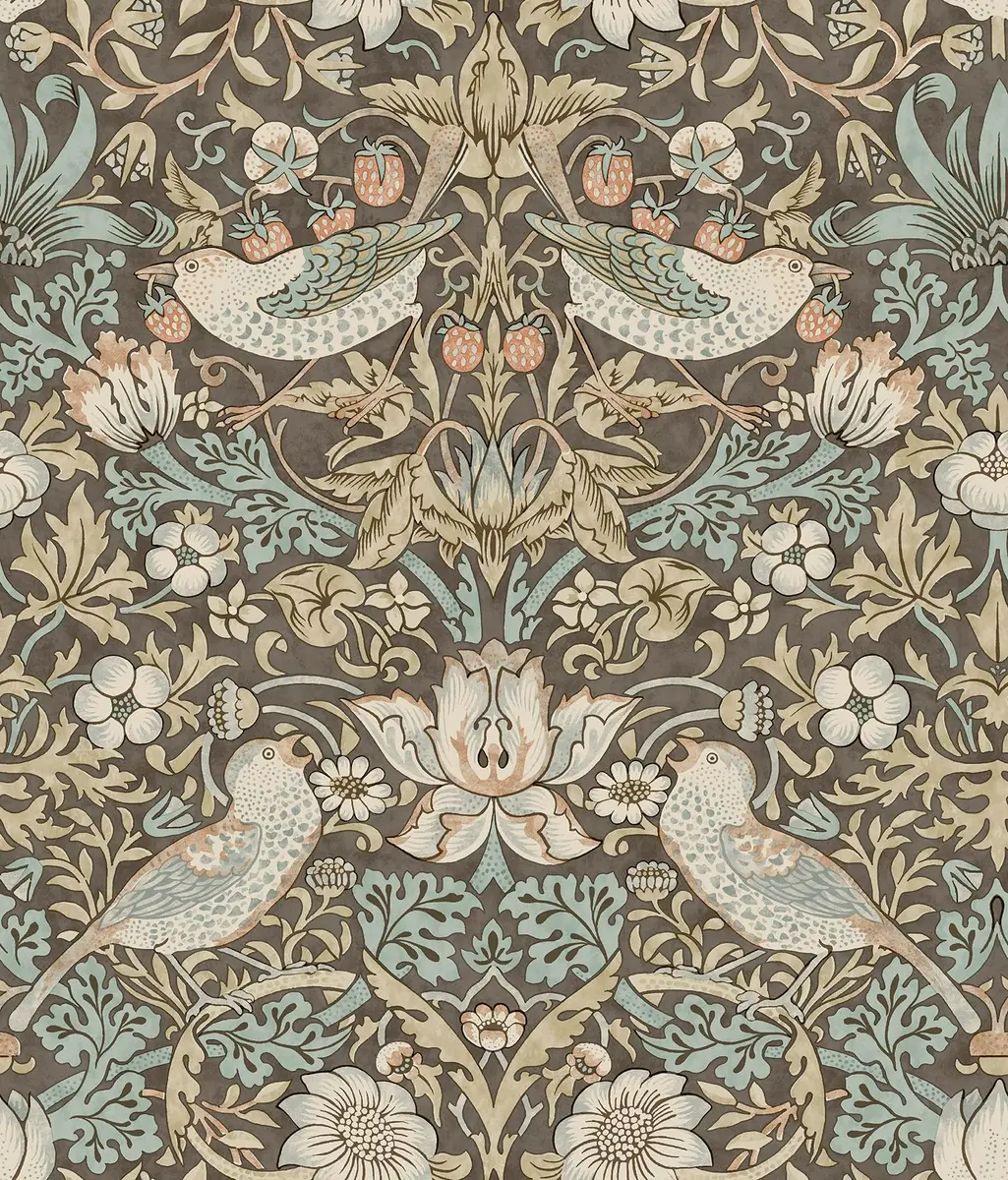 NuWallpaper Strawberry Thief Mole Peel and Stick Wallpaper 20.5" x 18ft | Morris & Co. Botanical Floral Design - main product image