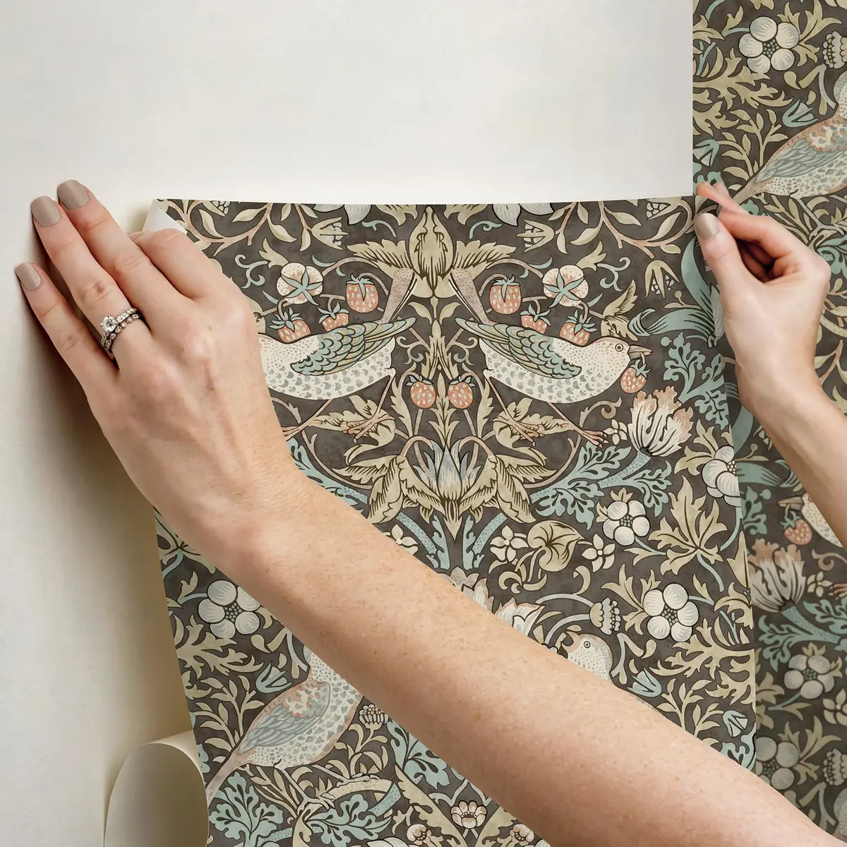 NuWallpaper Strawberry Thief Mole Peel and Stick Wallpaper 20.5" x 18ft | Morris & Co. Botanical Floral Design - view 5