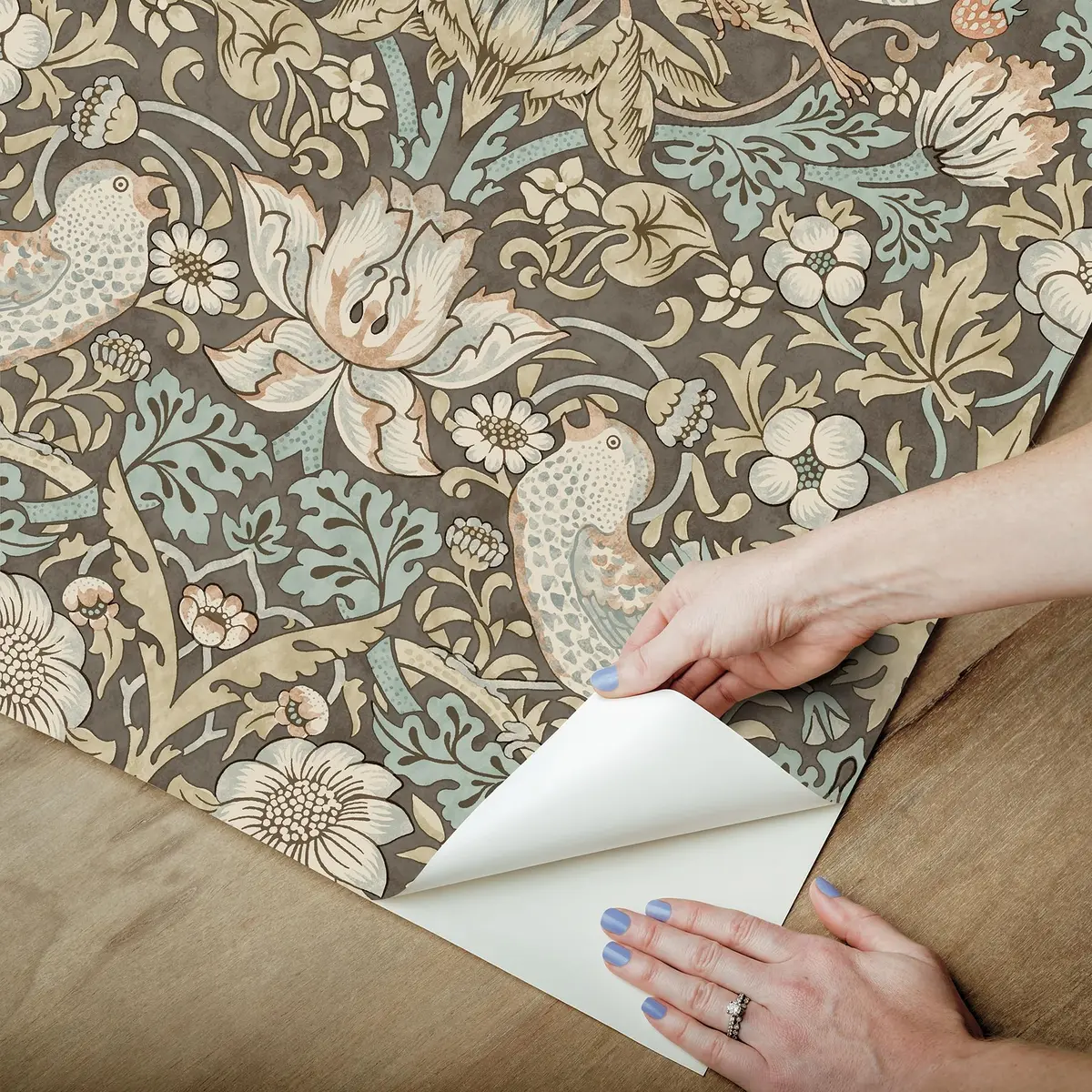 NuWallpaper Strawberry Thief Mole Peel and Stick Wallpaper 20.5" x 18ft | Morris & Co. Botanical Floral Design - view 4