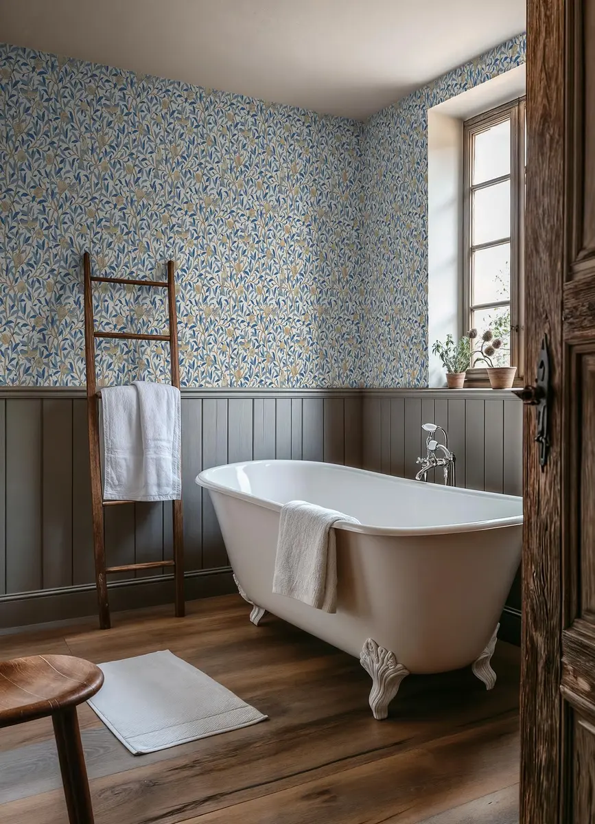 NuWallpaper x Morris & Co. Bird and Pomegranate Woad Peel and Stick Wallpaper | Botanical Floral Pattern, 20.5" x 18ft, Blue - view 2