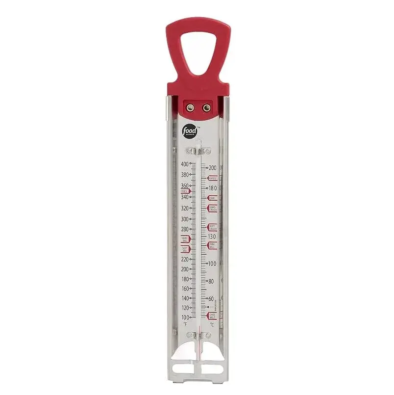 Taylor Food Network Stainless Steel Candy & Deep Fry Thermometer, Red | 100-400°F (38-204°C) - main product image
