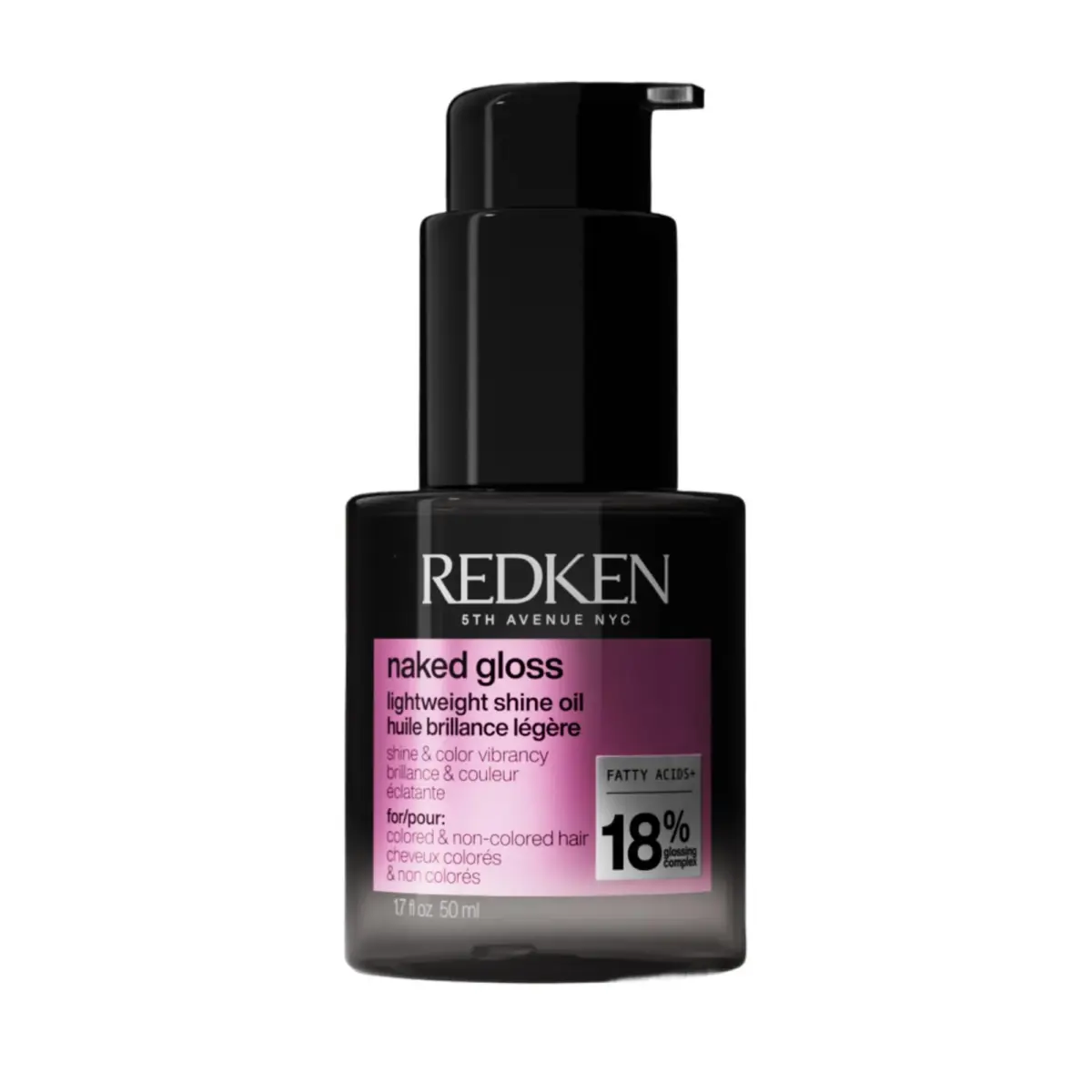 Redken Naked Gloss Lightweight Shine Hair Oil 1.6 Fl Oz (47 ml) | Professional Shine & Heat Protection - main product image
