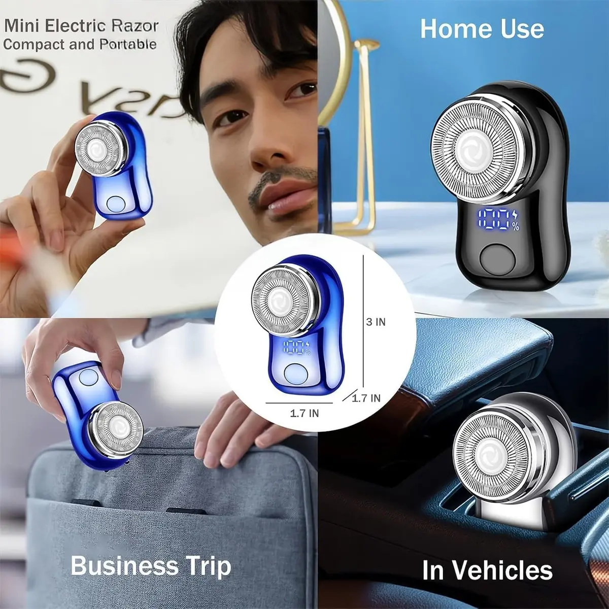 Reodolop Mini Electric Shaver Rotary USB C Rechargeable Lightweight for Travel & Office - view 6