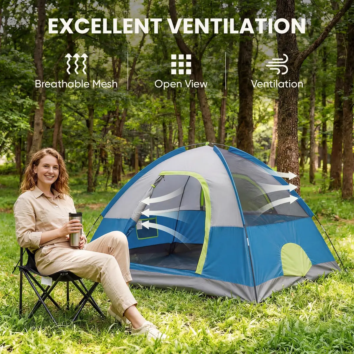 NEWBULIG Camping Tent 2 Person | Waterproof Dome Structure, Quick Setup, Lightweight for Outdoor Adventures - view 4