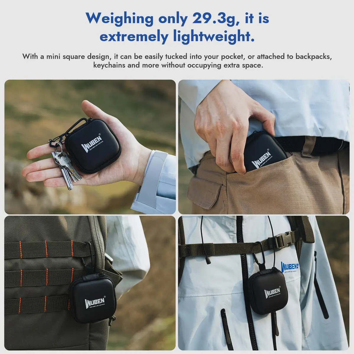 WUBEN G5 Flashlight Holster, EDC Portable Mini Flashlight Pouch 75*75*30mm | Water-Resistant EVA Storage Case with Carabiner Clip - view 8