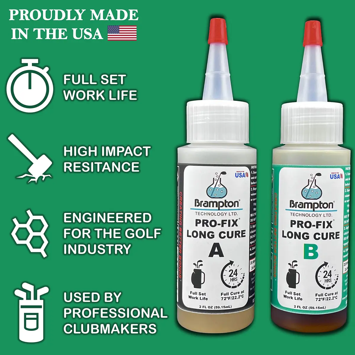 BRAMPTON TECHNOLOGY, LTD. PRO-FIX Long Cure Golf Epoxy 16 oz | Extra Strength, Impact Resistant, 20-Min Work Life - view 2