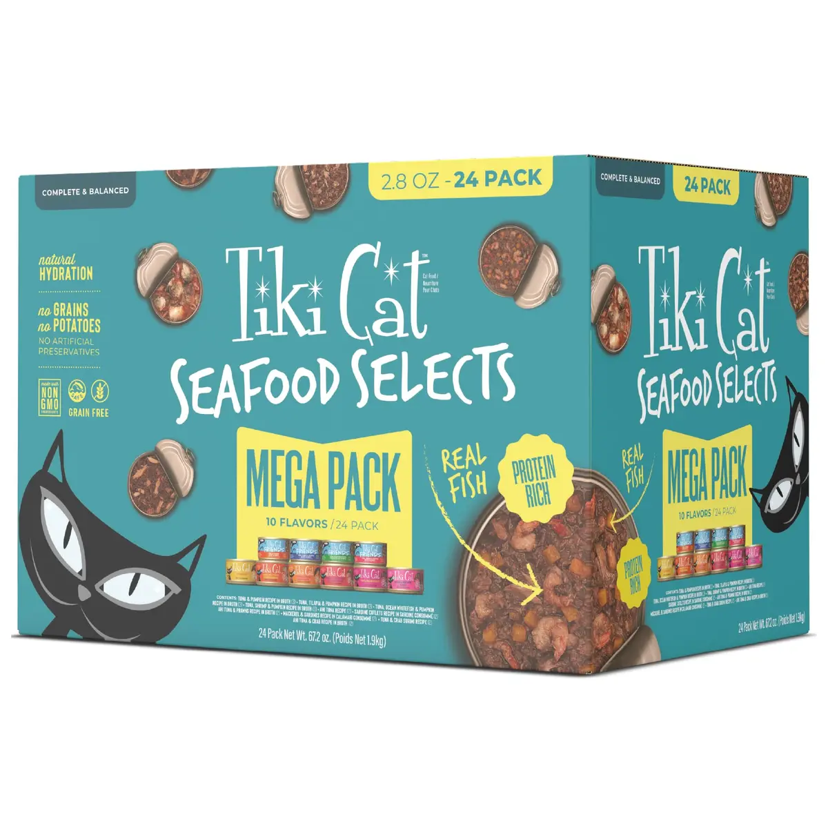 Tiki Cat Wet Cat Food Mega Pack, Seafood Selects, 2.8 oz (24) | Protein-Rich, Grain-Free, Hydrating - main product image
