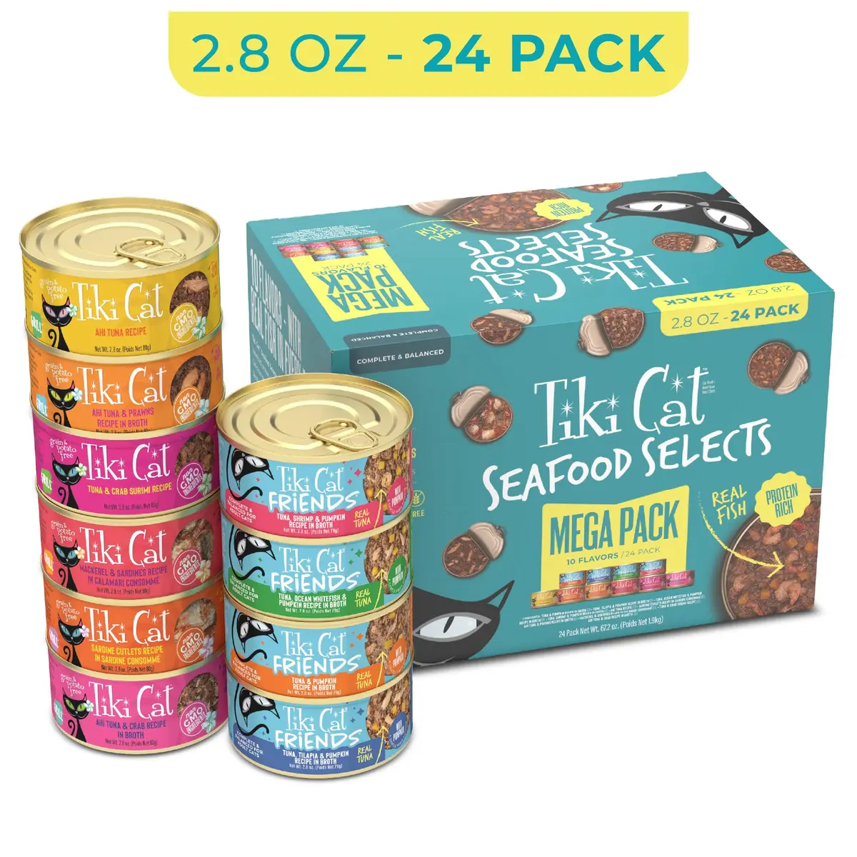 Tiki Cat Wet Cat Food Mega Pack, Seafood Selects, 2.8 oz (24) | Protein-Rich, Grain-Free, Hydrating - view 2