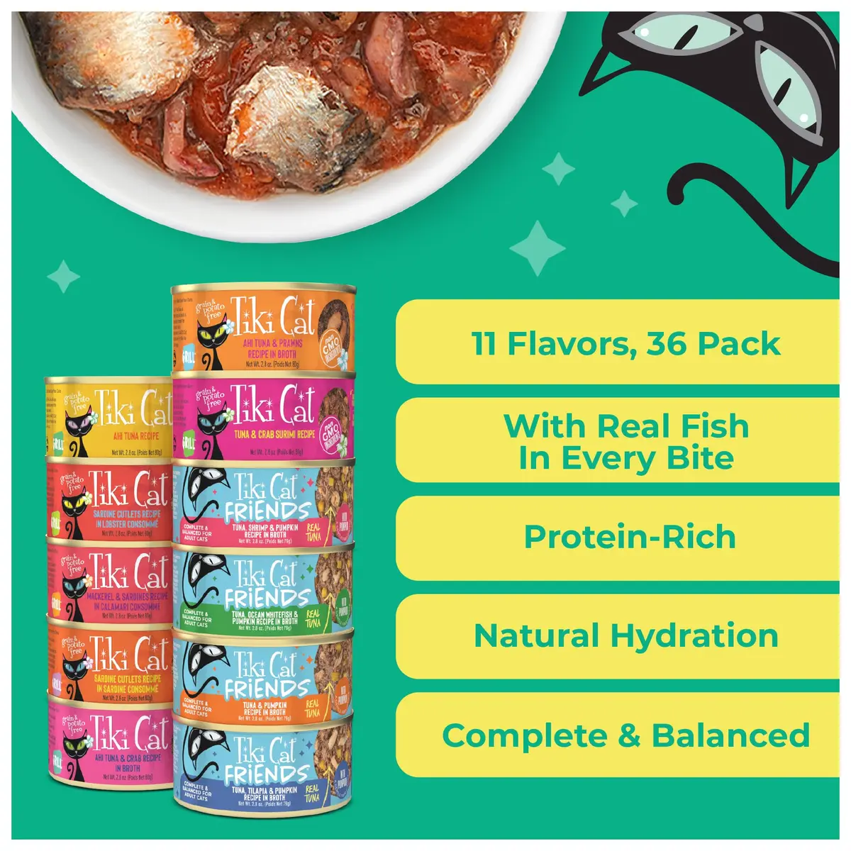 Tiki Cat Wet Cat Food Mega Pack, Seafood Selects Variety Pack, 2.8 oz (36) | Protein-Rich, Grain-Free, Hydrating for Cats - view 6