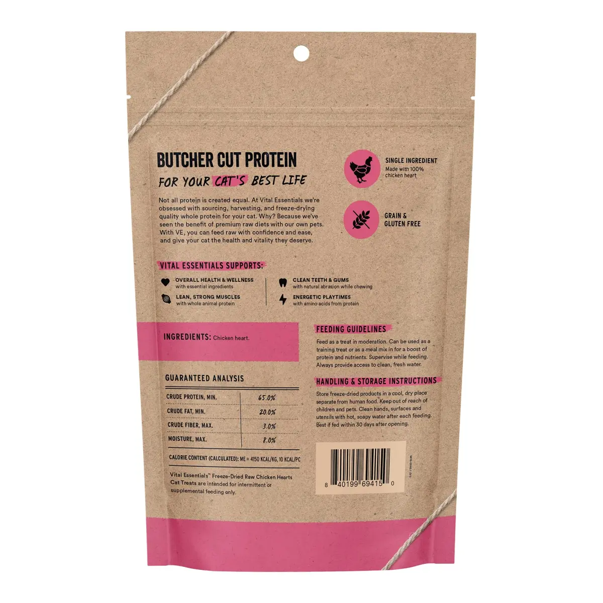 Vital Essentials Freeze Dried Raw Chicken Hearts Cat Treats 2.75 oz (78 g) | Single Ingredient Protein Boost - view 2