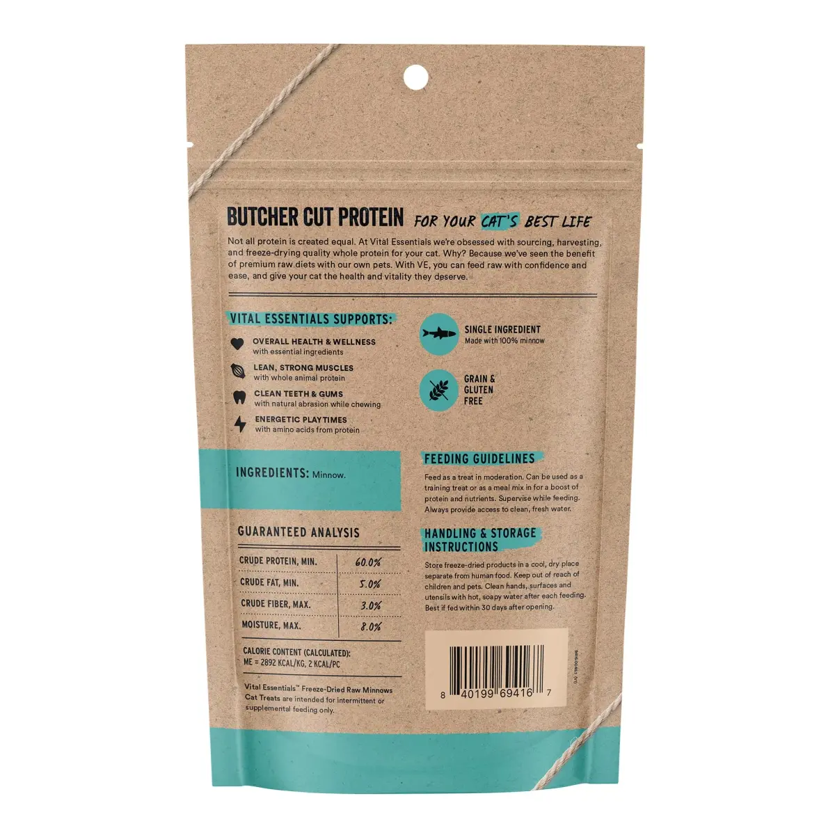 Vital Essentials Freeze Dried Minnows Cat Treats 1.5 oz (42.5 g) | Single Ingredient Raw Protein - view 2
