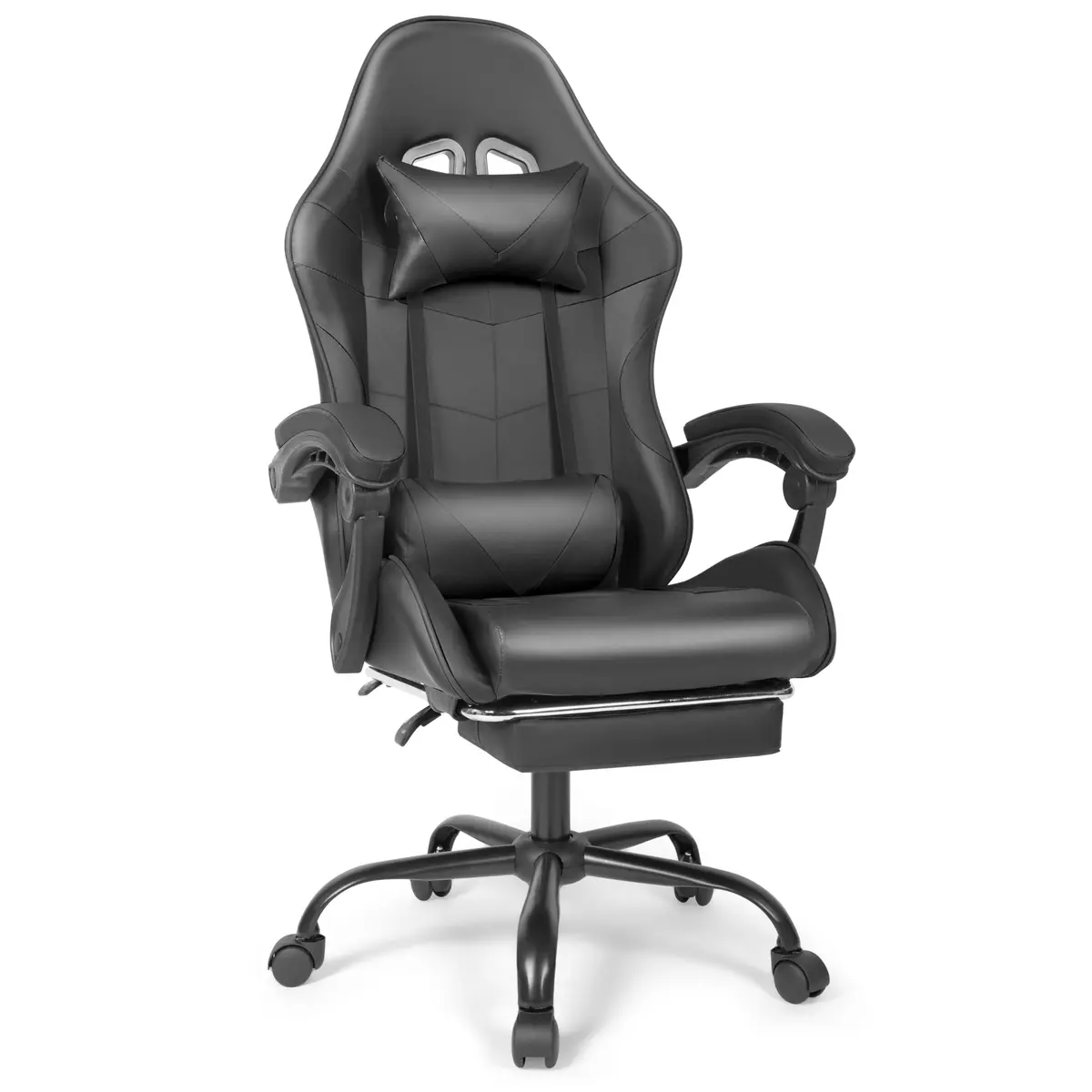 Ray Bear Gaming Chair with Footrest & Lumbar Support | Ergonomic Office Seat, Adjustable Height, 360° Swivel, Headrest (Black) | Supports up to 330 lbs - main product image