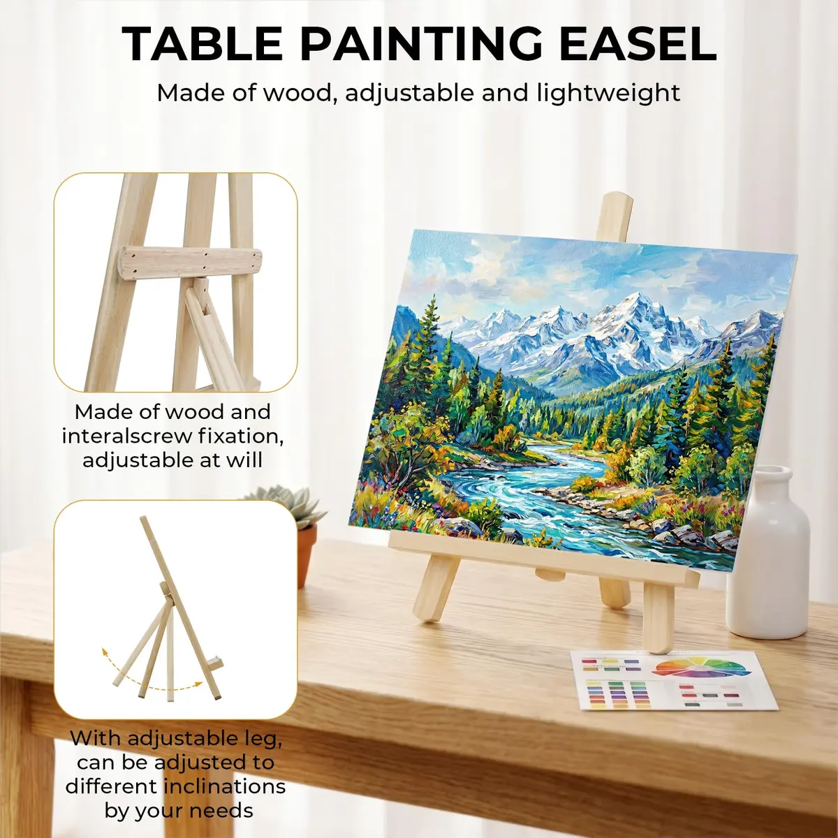 Nicpro 92PCS Acrylic Paint Canvas Set for Adults | 48 Paints, 8"x10" Canvas Panels, Artist Supplies Kit - view 7