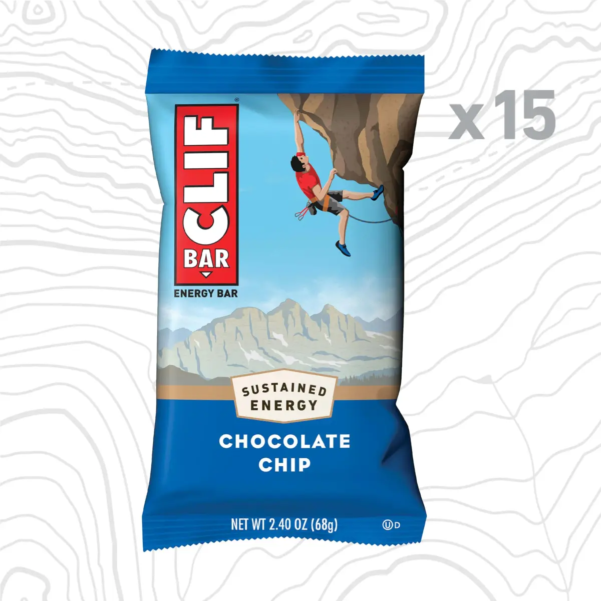 CLIF BAR Chocolate Chip Energy Protein Bars 60 Count (144 oz) | Plant-Based, Non-GMO, Made with Organic Oats - view 2