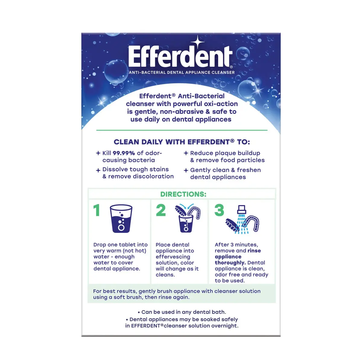 Efferdent Denture Cleaner Tablets 540 Count (90 Tablets x 6 Packs) | Kills 99.99% Odor-Causing Bacteria - view 6
