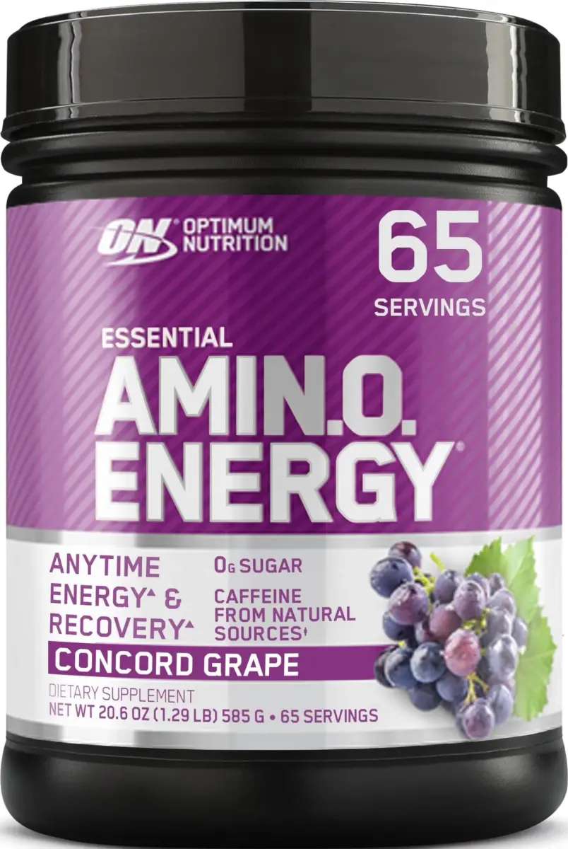 Optimum Nutrition Amino Energy Pre Workout Powder, Concord Grape, 1.29 lb (584g) | 100mg Caffeine & BCAAs for Energy & Focus - main product image