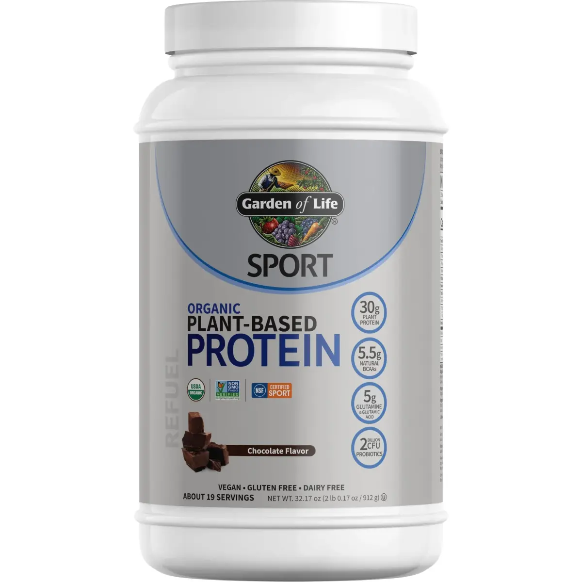 Garden of Life Organic Vegan Protein Powder Chocolate 1.85 lb (839 g) | NSF Certified for Sport - main product image