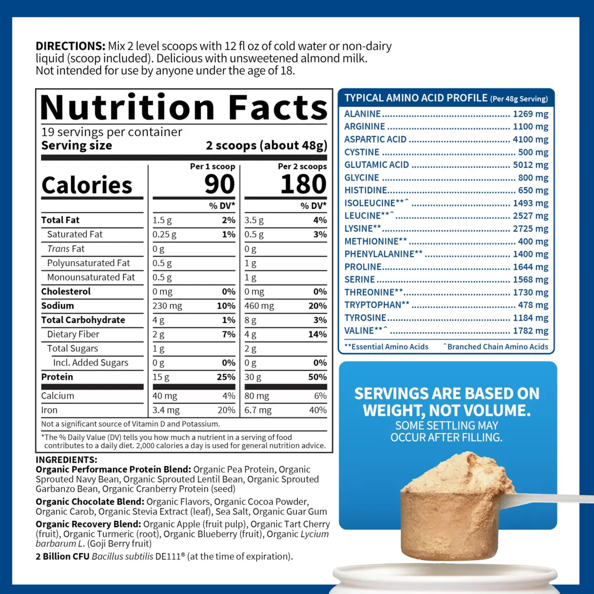 Garden of Life Organic Vegan Protein Powder Chocolate 1.85 lb (839 g) | NSF Certified for Sport - view 6