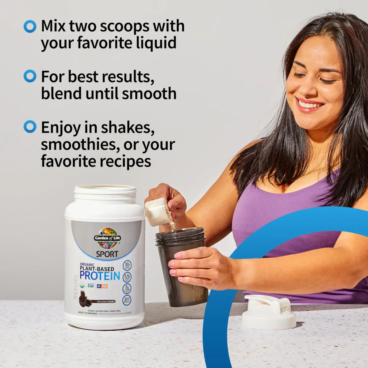 Garden of Life Organic Vegan Protein Powder Chocolate 1.85 lb (839 g) | NSF Certified for Sport - view 4