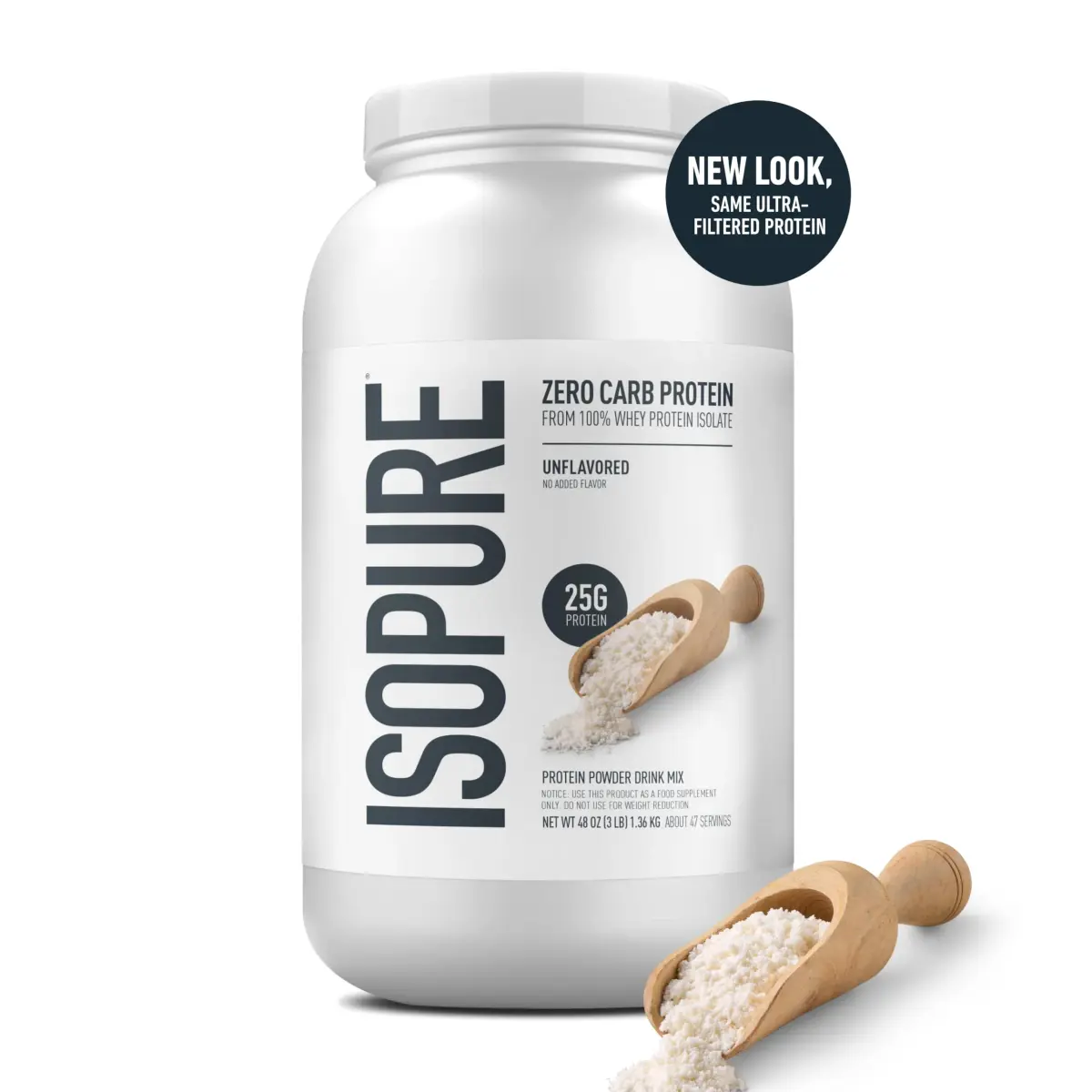 Isopure Zero Carb Whey Protein Isolate Powder Unflavored 2.72 kg (6 lb) | 25g Protein Per Serving, Gluten Free - view 5