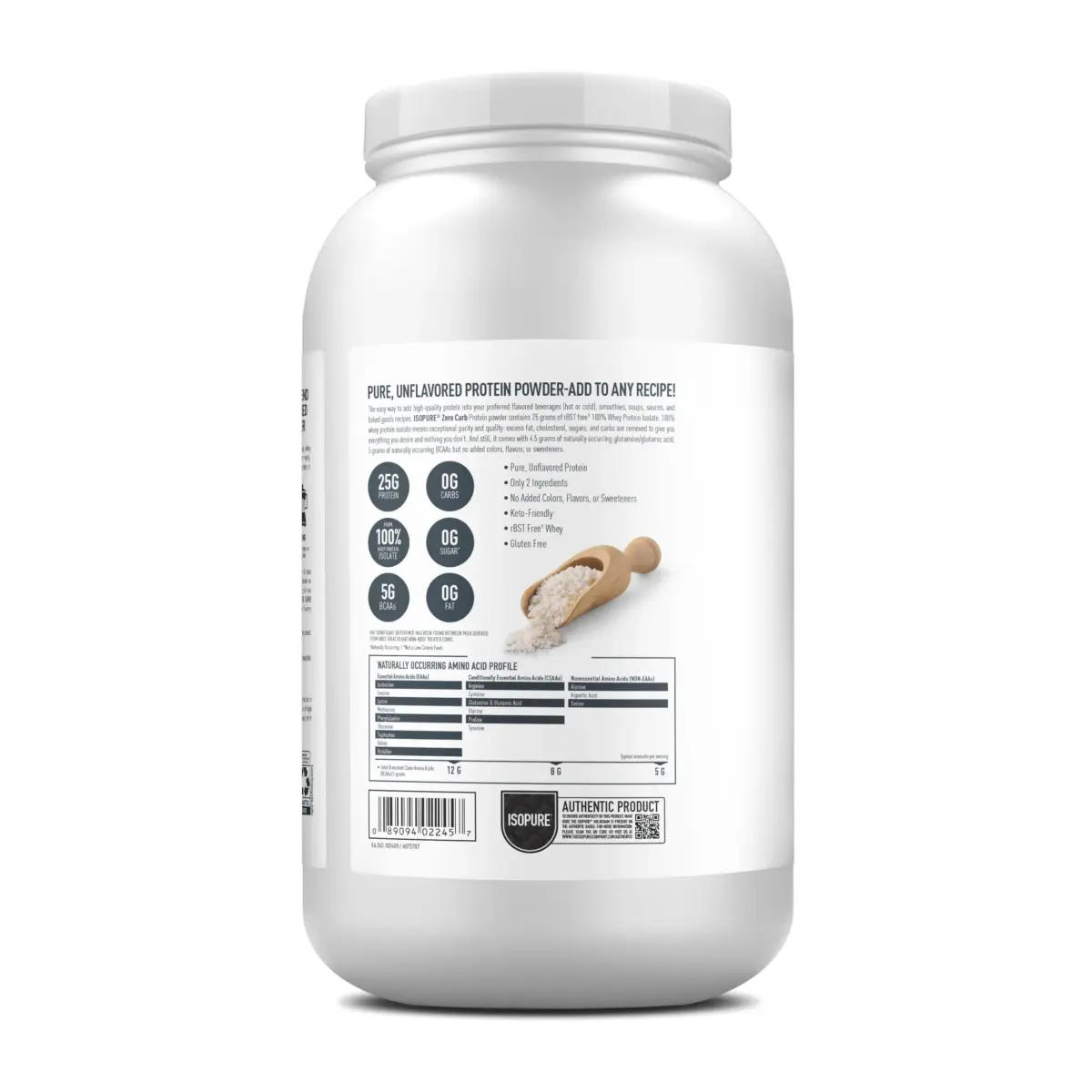 Isopure Zero Carb Whey Protein Isolate Powder Unflavored 2.72 kg (6 lb) | 25g Protein Per Serving, Gluten Free - view 9